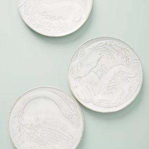 Complete Set of 3 Anthropologie Irma Dessert Plates/Dishes, Bear, Swan, Deer